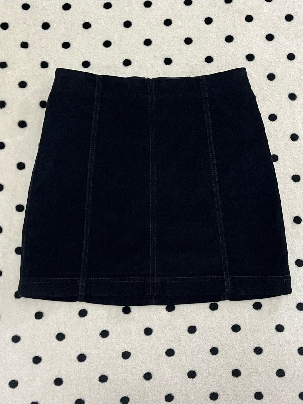 Free People Black Corduroy Panel Stitch Mini Skirt Size 4